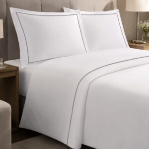 100% COTTON PERCALE -200TC WHITE AND GREY DUVET COVER