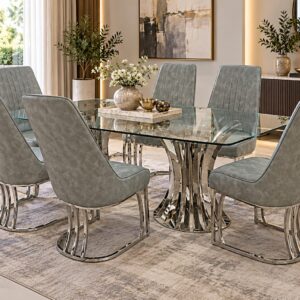 GLASS FOUNTAIN DINING SET